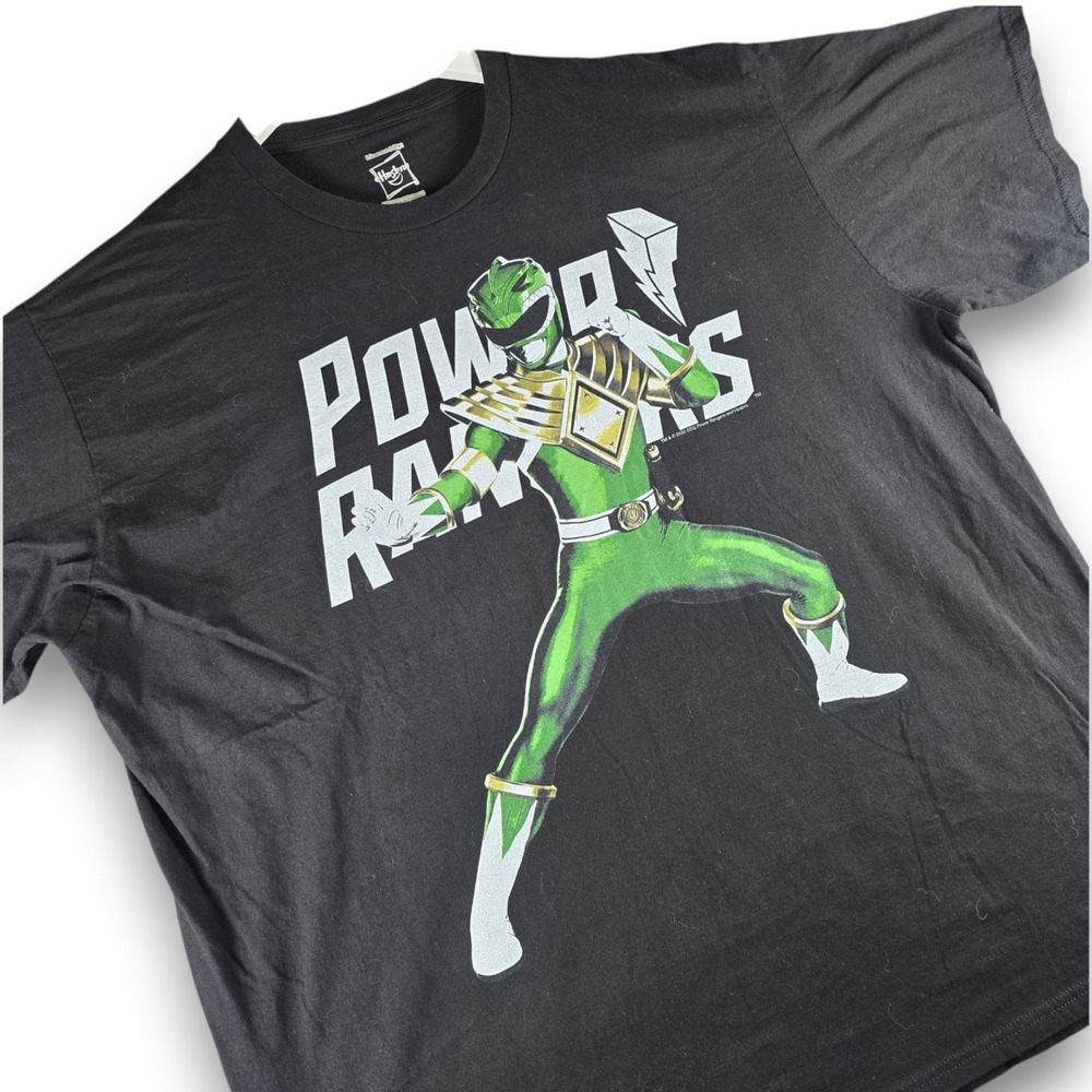 Hasbro Power Rangers Green Ranger T Shirt Mens 2XL Black Cotton Graphic Tee